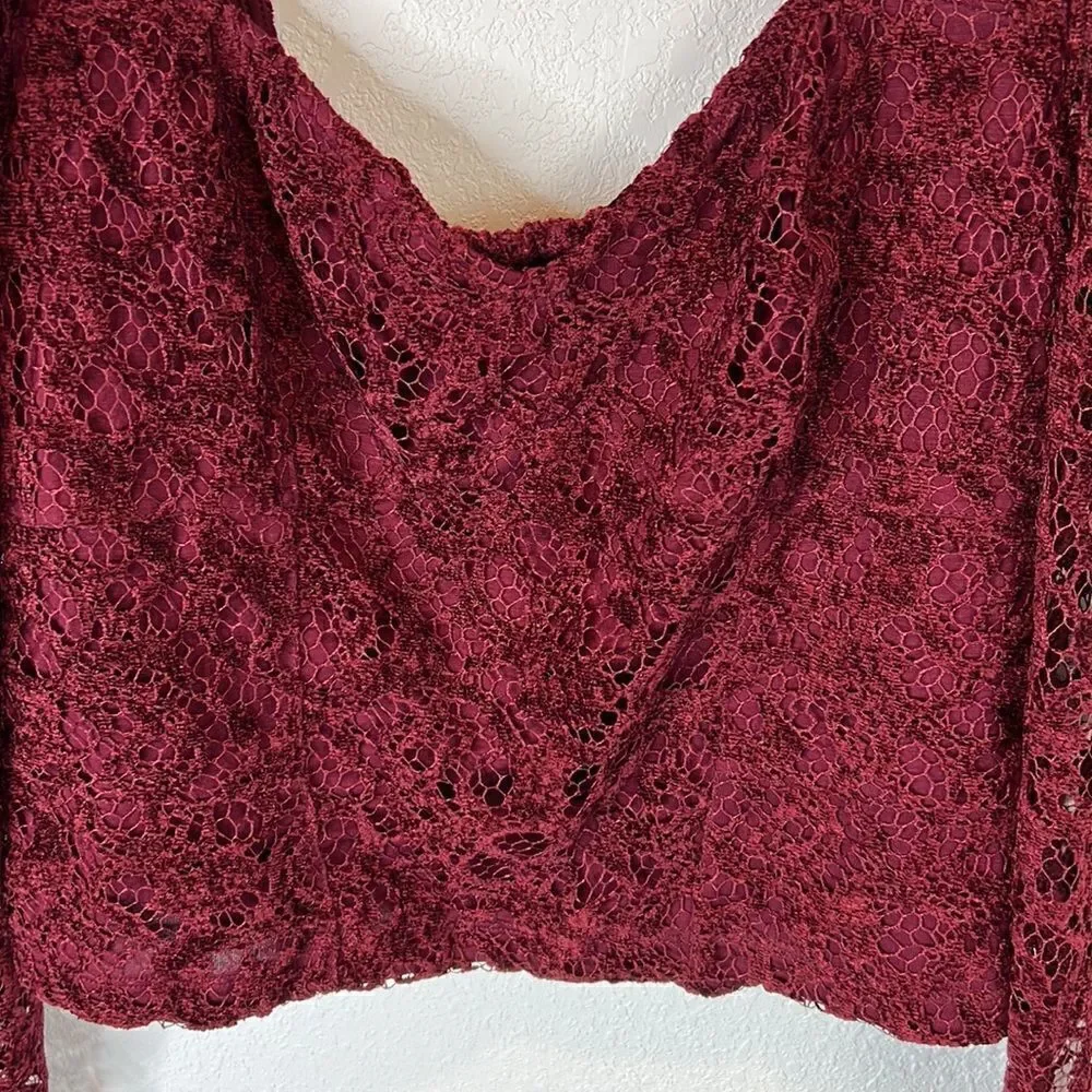NWT Anthropologie Sweetheart Lace Top Medium Wine